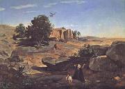 Jean Baptiste Camille  Corot Agar dans le desert (mk11) oil on canvas